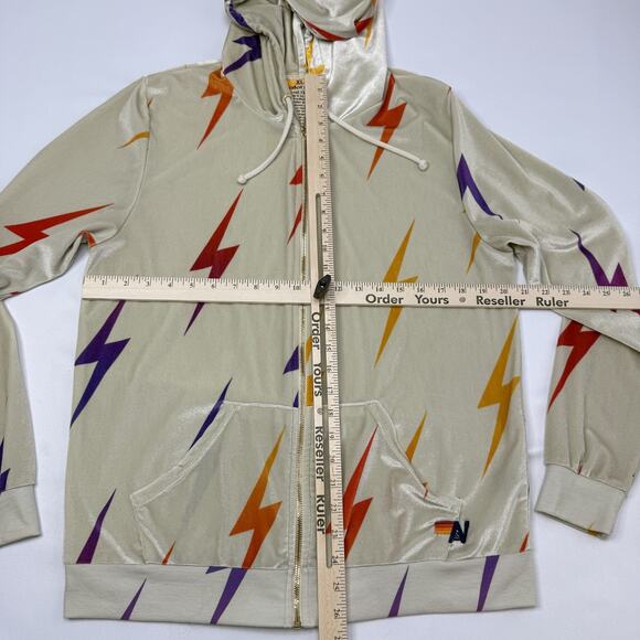 Aviator Nation Hoodie Womens XL Lightning Bolt Full Zip Velvet Jacket USA Velvet - Picture 5 of 12